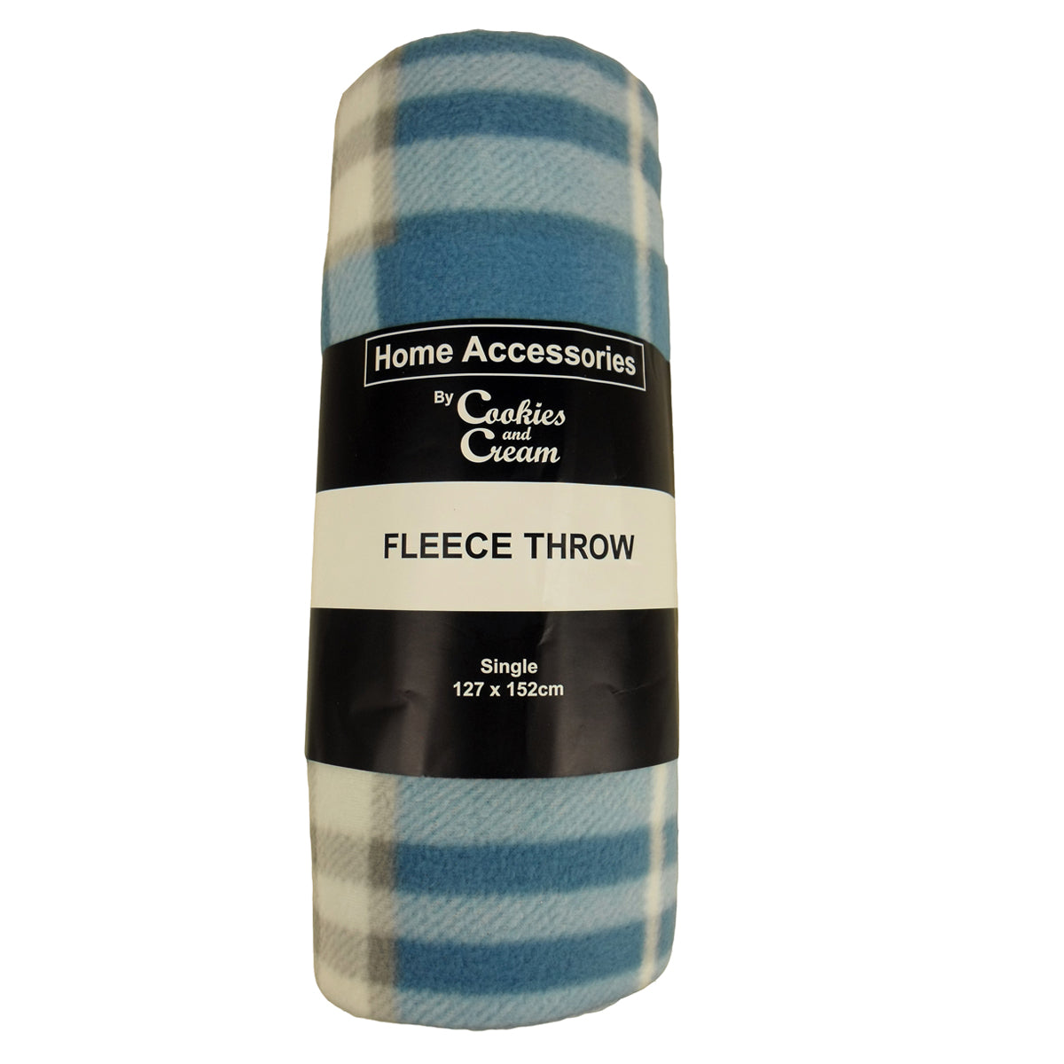 Location Clothing TARTAN THROW BLANKET Blue Check Blanket Fleece_Throw_Blue-White_Tartan_2 Location Clothing