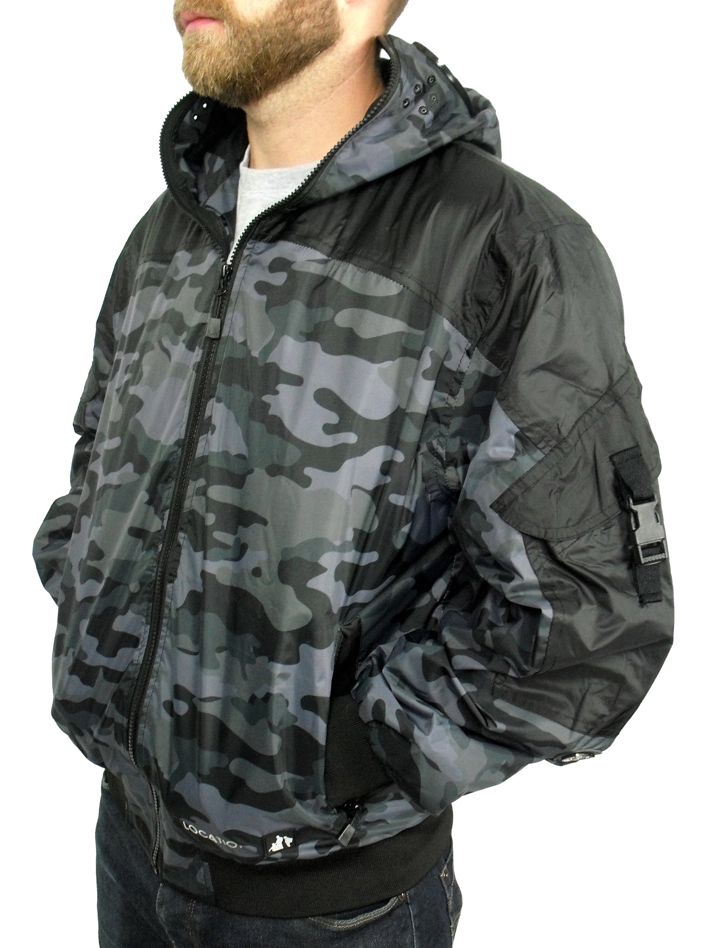 Hunter WR Goggle Bomber Jacket Camo and Black Bomber Jacket Hunter_WR_Camo_2_new Location Clothing