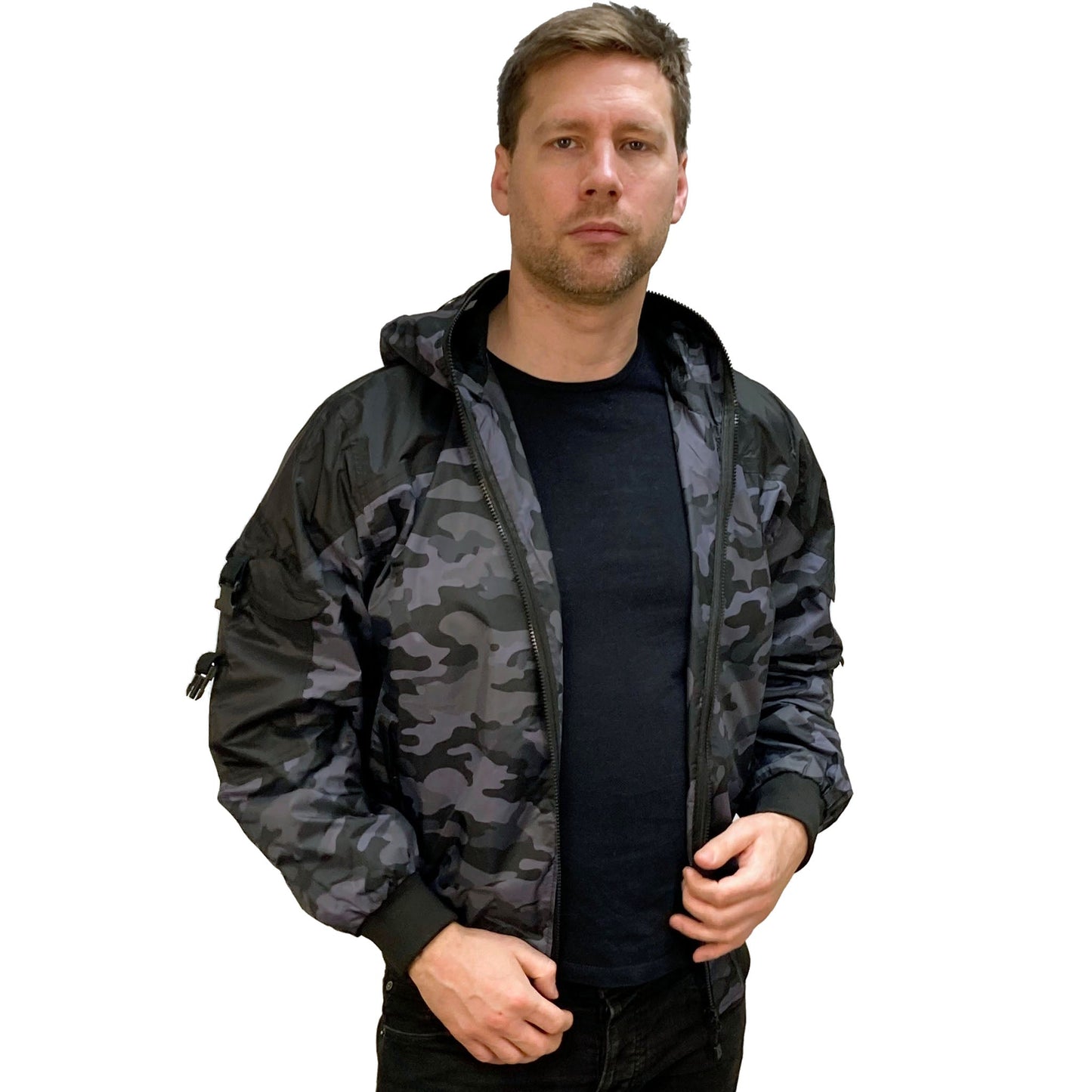 Hunter WR Goggle Bomber Jacket Camo and Black Bomber Jacket Hunter_WR_camo_2025_-_3 Location Clothing