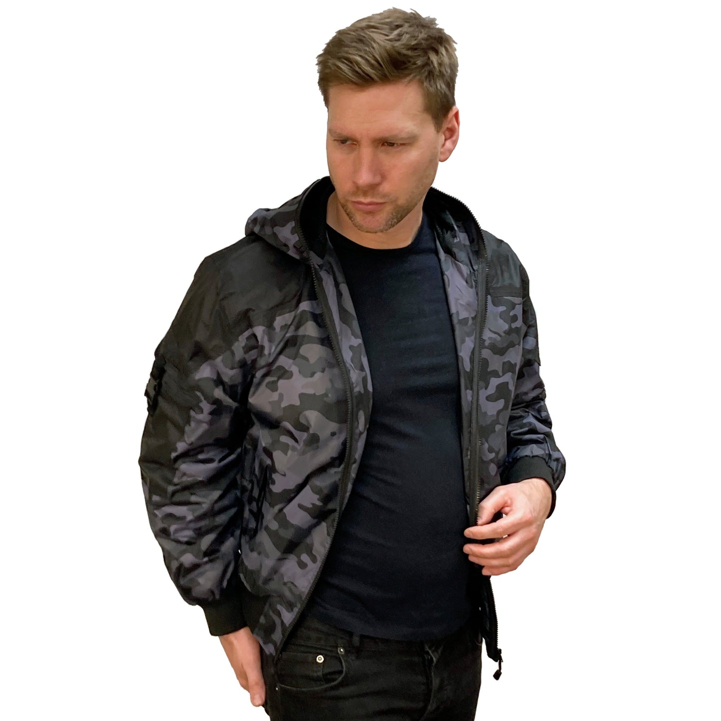 Hunter WR Goggle Bomber Jacket Camo and Black Bomber Jacket Hunter_WR_camo_2025_-_5 Location Clothing