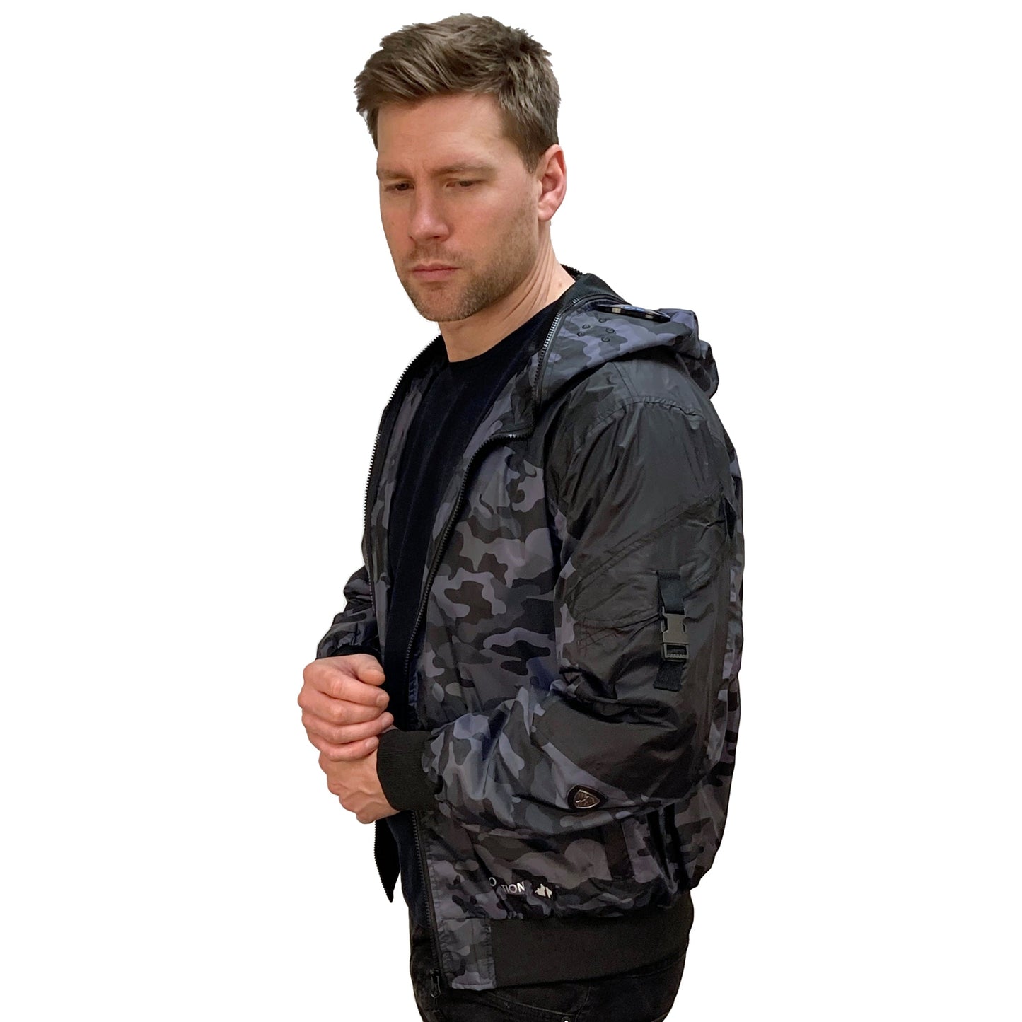 Hunter WR Goggle Bomber Jacket Camo and Black Bomber Jacket Hunter_WR_camo_2025_-_6 Location Clothing