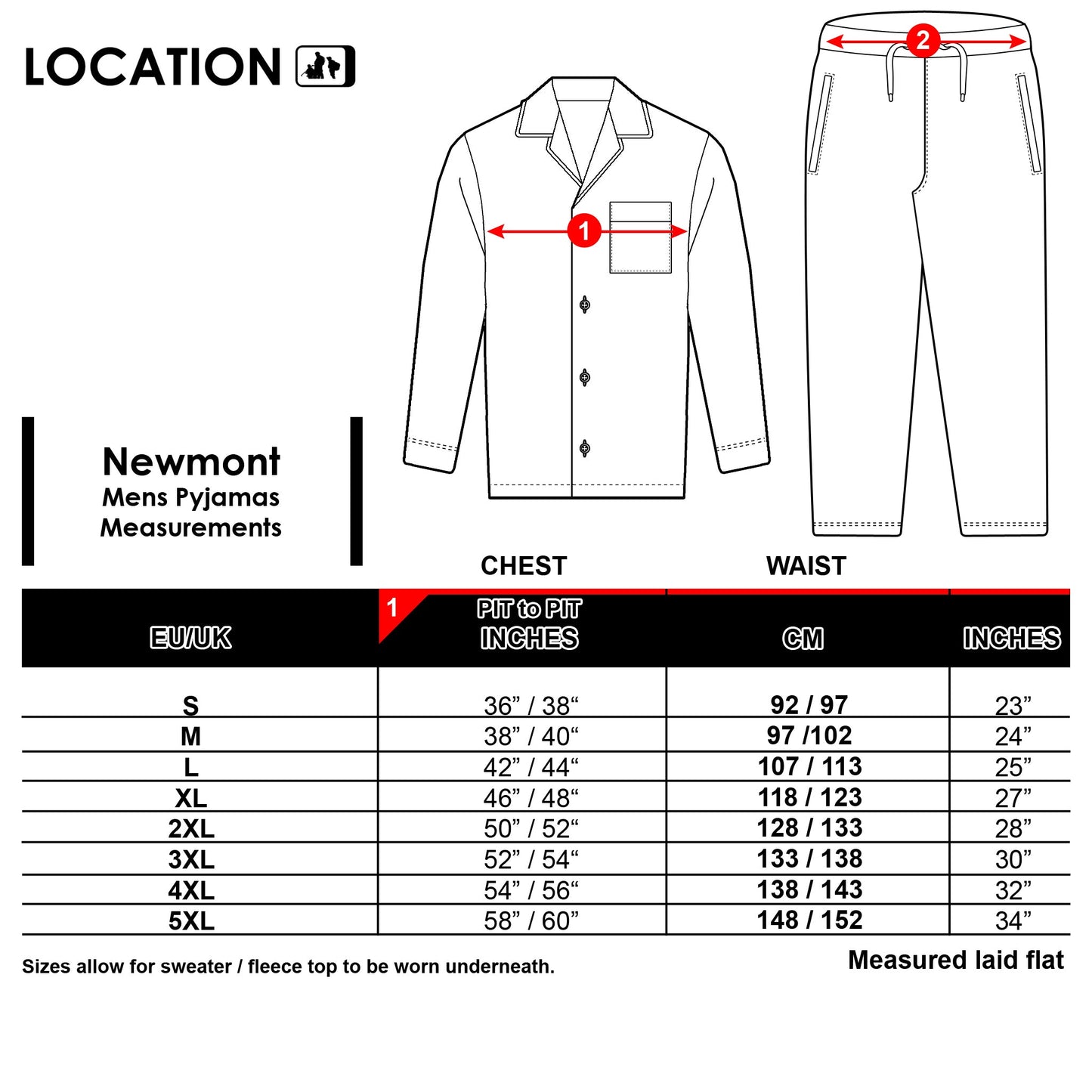 Newmont Pyjama Set Pyjamas Newmont_Pyjamas_2023_size_specs_copy Location Clothing