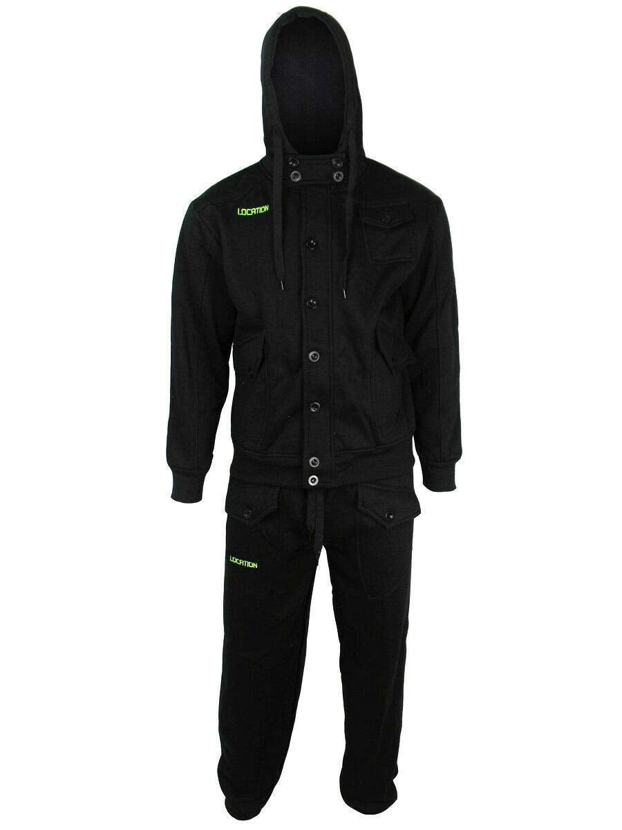 Mens Location Tracksuit Set Fleece Hoodie Top & Bottoms Joggers 2 Set Jogging Marl Grey Blue M Jogger Suit c7f527ab Location Clothing