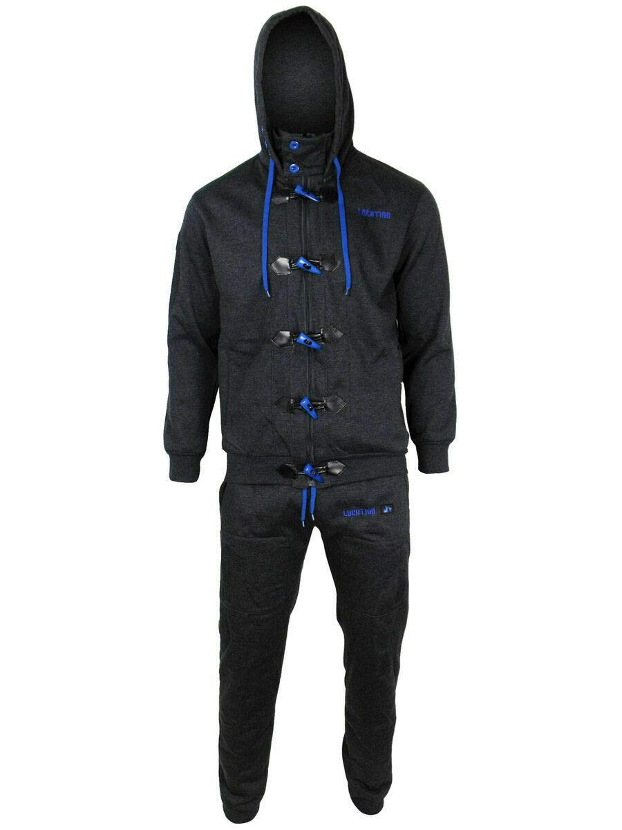 Mens Location Tracksuit Set Fleece Hoodie Top & Bottoms Joggers 2 Set Jogging Marl Grey Blue S Jogger Suit df94686d Location Clothing