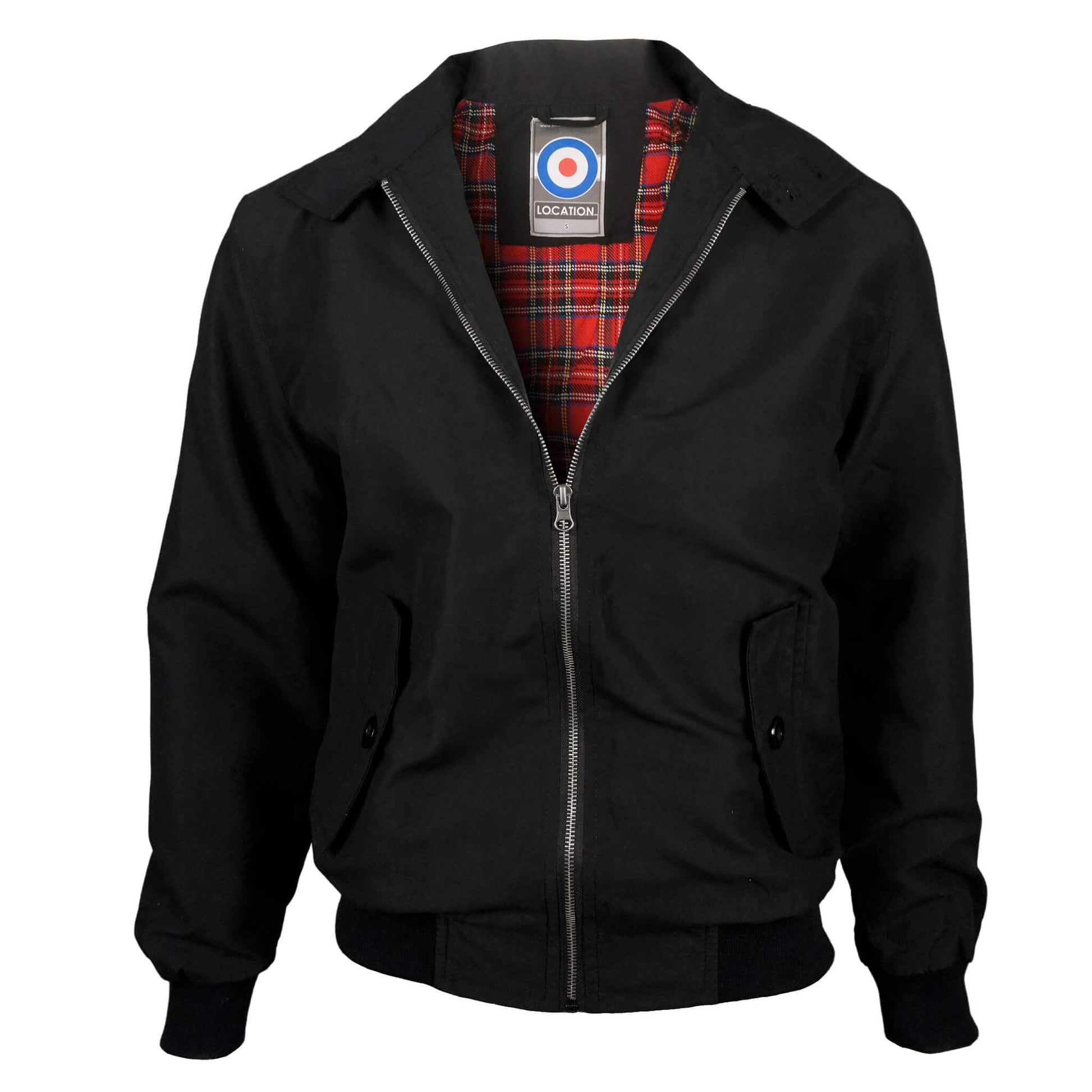 Location Tartan Lining Harrington Jacket Black Bomber Jacket 24d1761b location