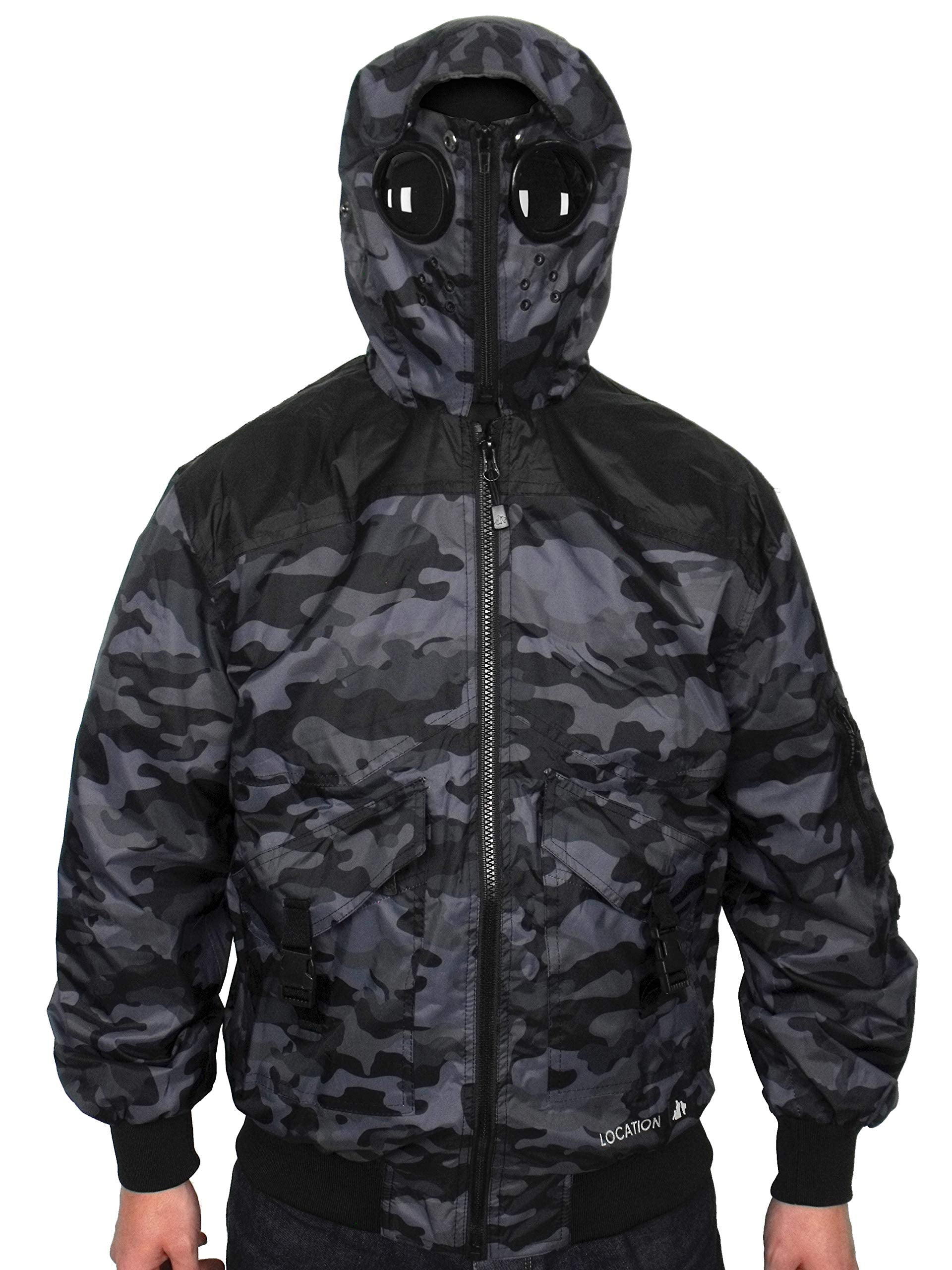 jacket with goggles on hood Waterproof Hooded Goggle Bomber Jacket