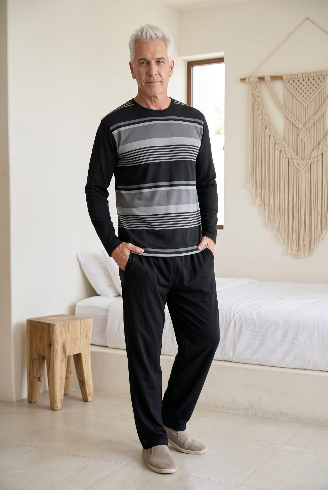 Crest Pyjamas Set Pyjamas CRESTBLK1 Location Clothing