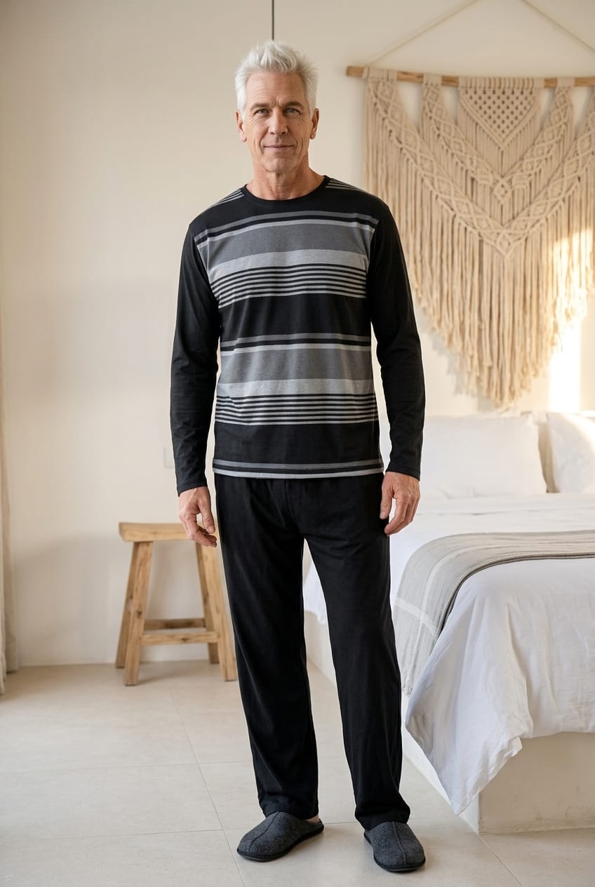 Crest Pyjamas Set Pyjamas CRESTBLK7 Location Clothing