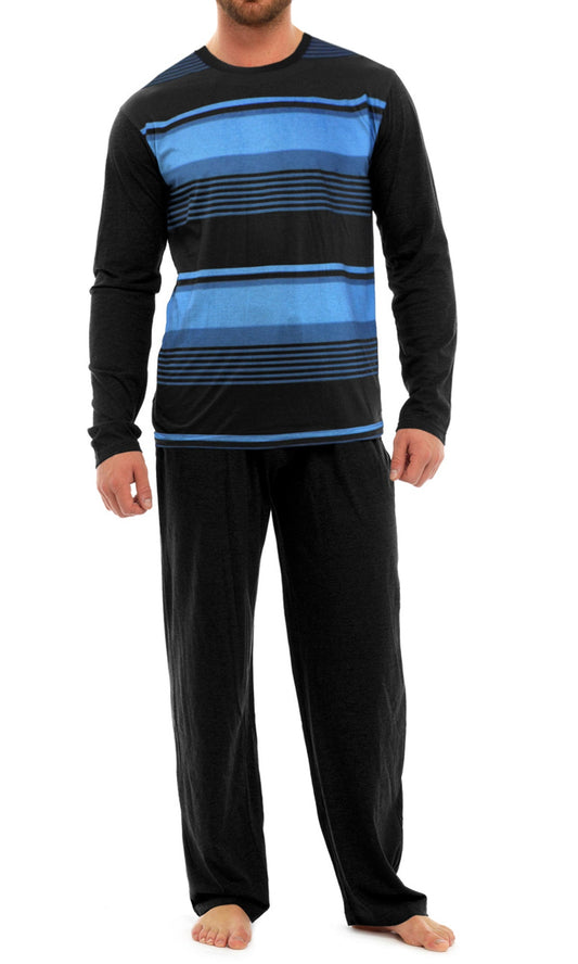 Crest Pyjamas Set Pyjamas CrestBlackBlueStripesModel Location Clothing