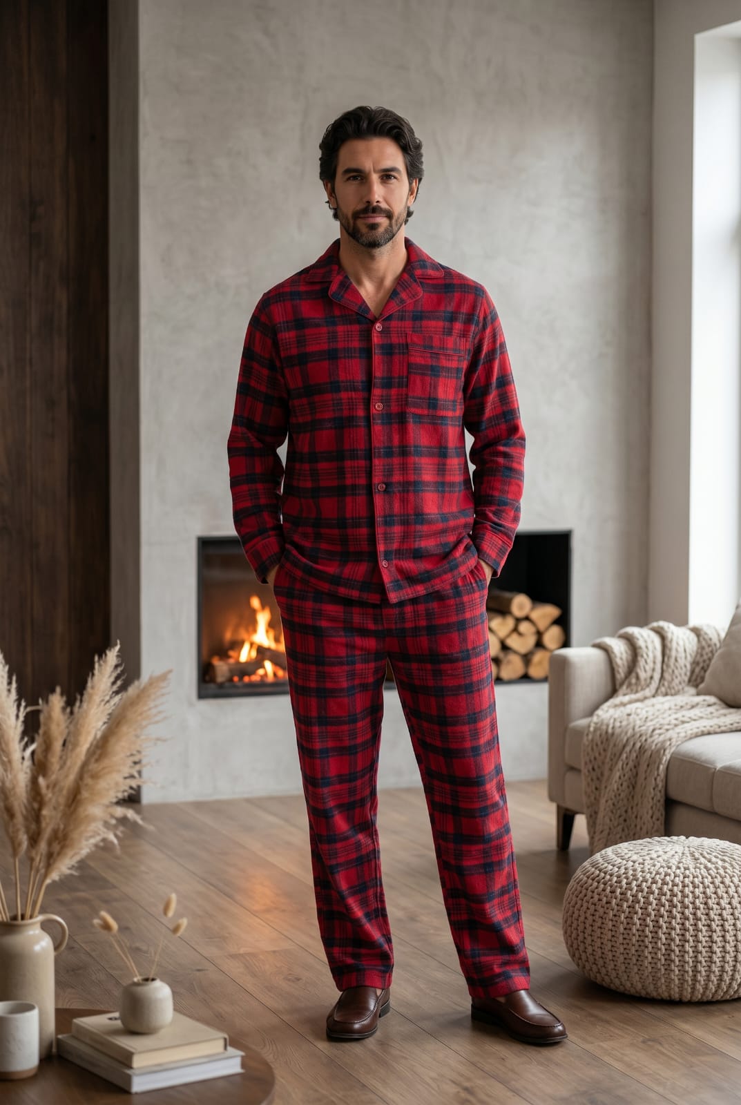 Esquire Check Pyjamas Red Parade Pyjamas ESQRED1 Location Clothing