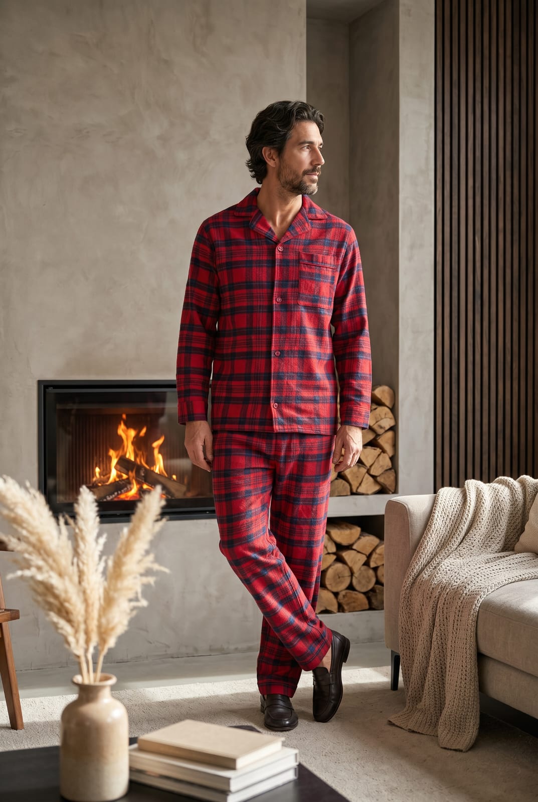 Esquire Check Pyjamas Pyjamas ESQRED3 Location Clothing