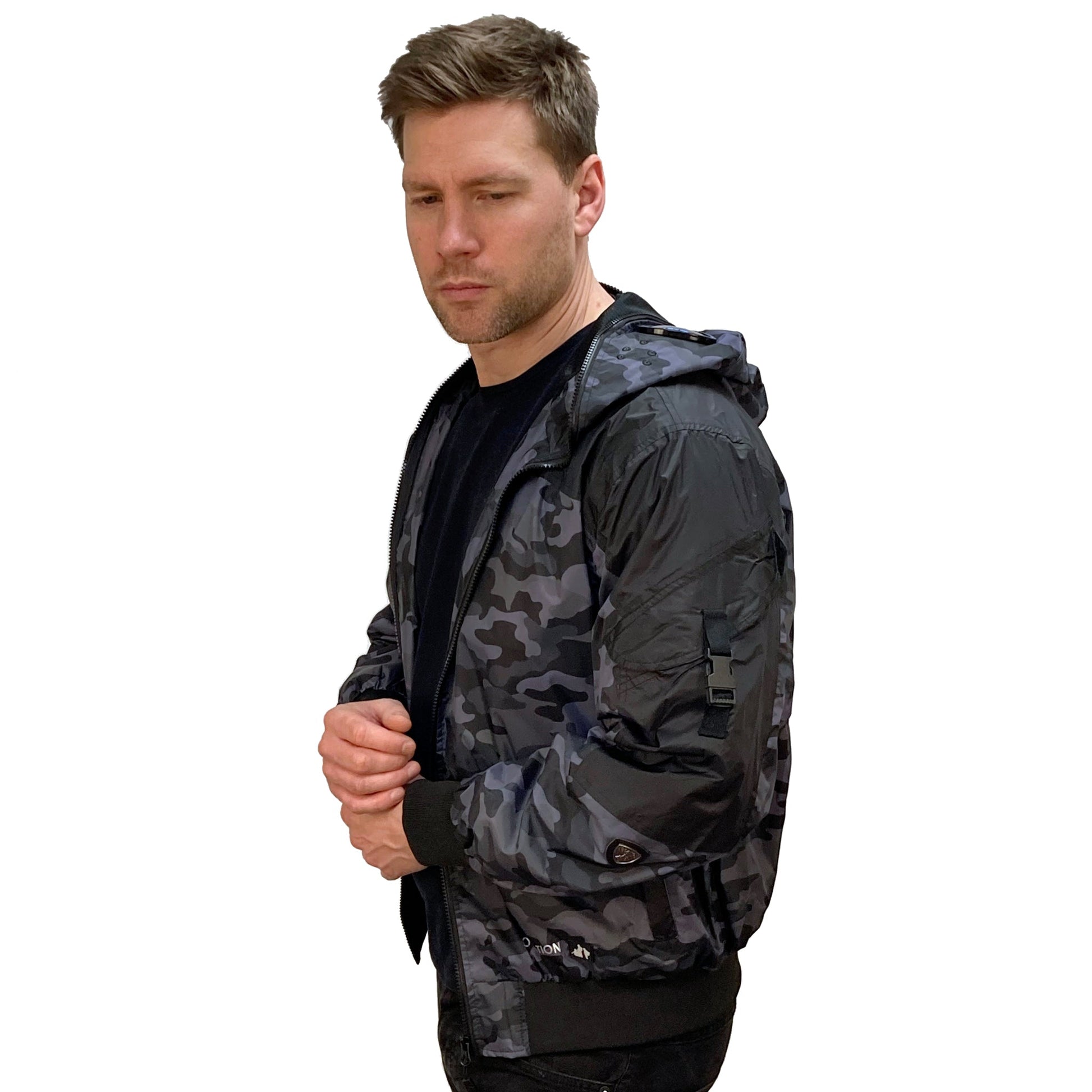Hunter WR Goggle Bomber Jacket Camo and Black Bomber Jacket Hunter_WR_camo_2025_-_6 Location Clothing