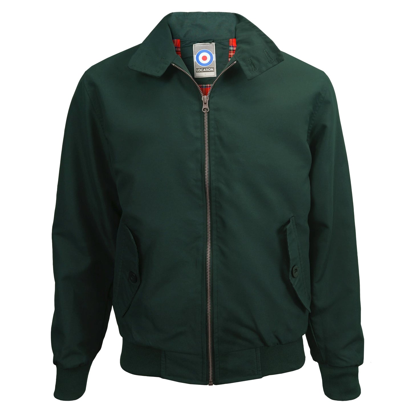 Location Tartan Lining Harrington Jacket Dark Green Bomber Jacket JD_Harrington_-_Green_-_1 location