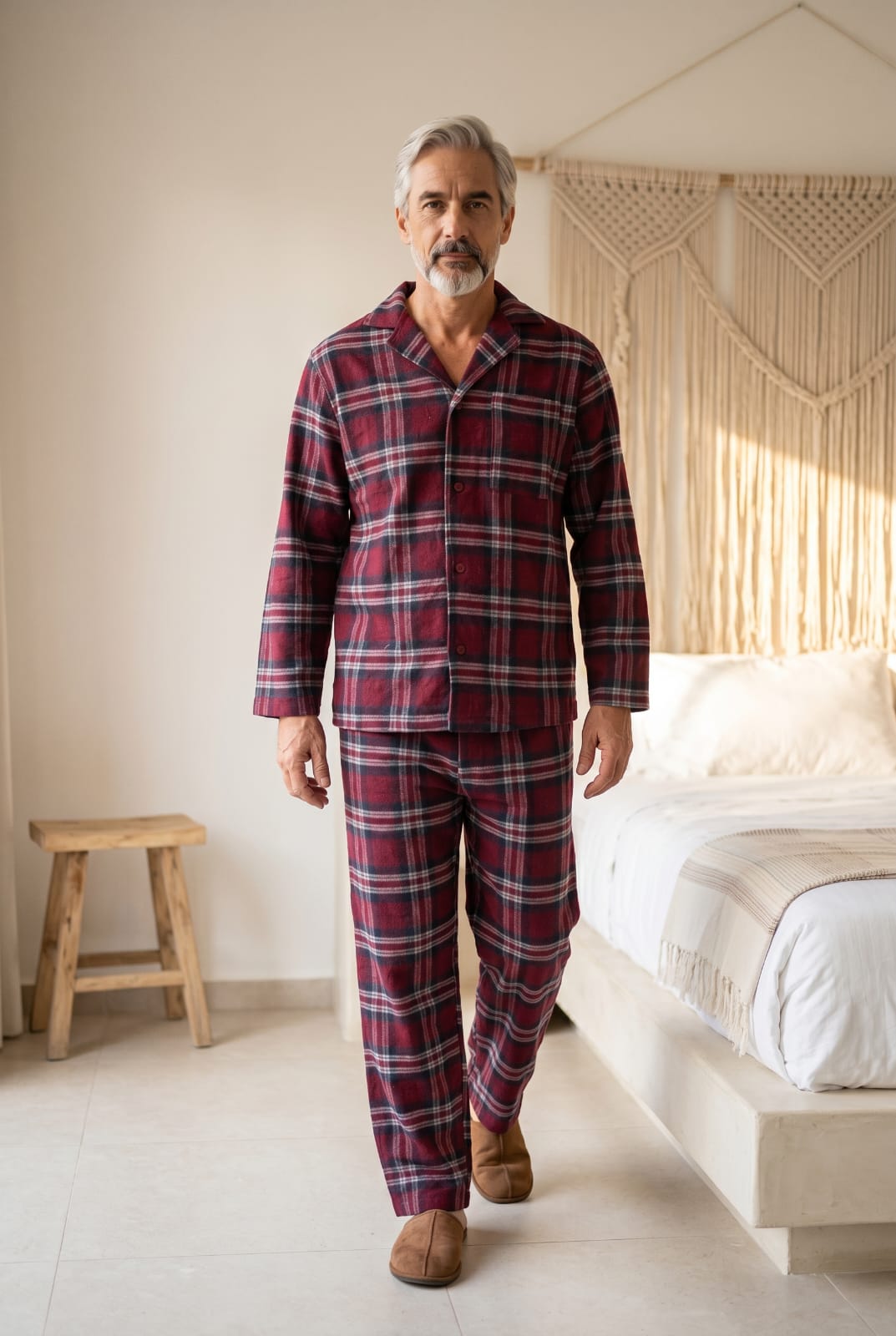 Newmont Pyjama Set Burgundy Check Pyjamas NMTBURG10 Location Clothing
