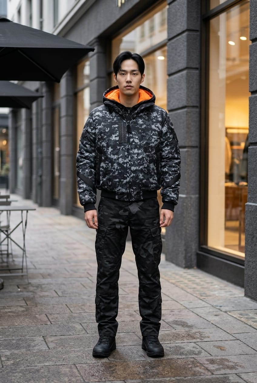 Pulsar Goggle (Satellite) Camo / Plain Navy Bomber Jacket NPULSARCAMO1 Location Clothing