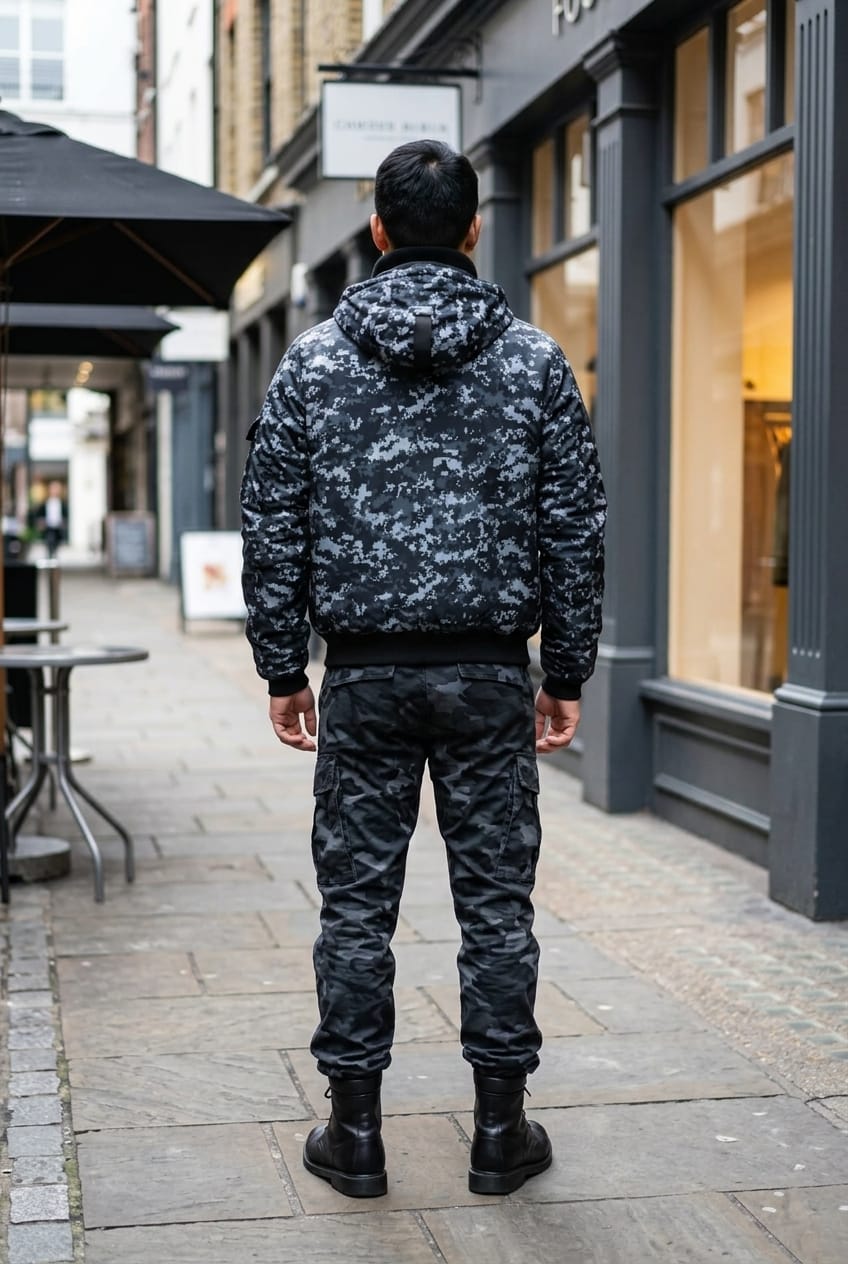 Pulsar Goggle (Satellite) Camo / Plain Navy Bomber Jacket NPULSARCAMO3 Location Clothing