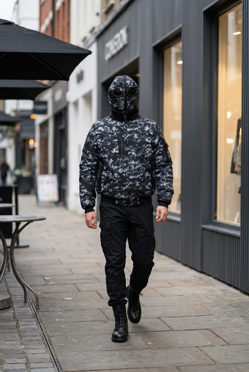 Pulsar Goggle (Satellite) Camo / Plain Navy Bomber Jacket NPULSARCAMO4 Location Clothing