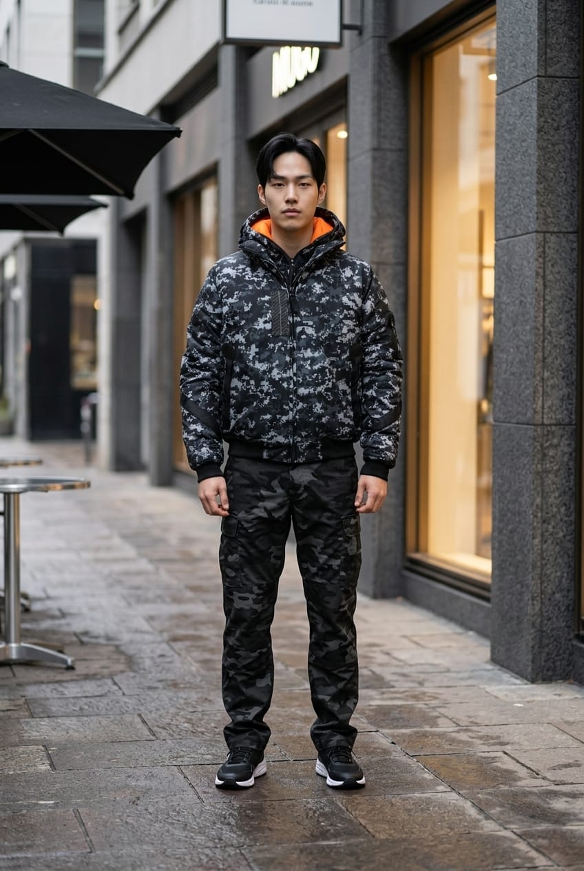 Pulsar Goggle (Satellite) Camo / Plain Navy Bomber Jacket NPULSARCAMO5 Location Clothing