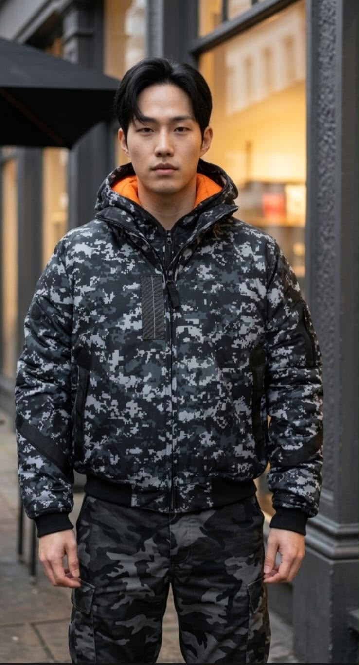 Pulsar Goggle (Satellite) Camo / Plain Navy Bomber Jacket NPULSARCAMO7 Location Clothing