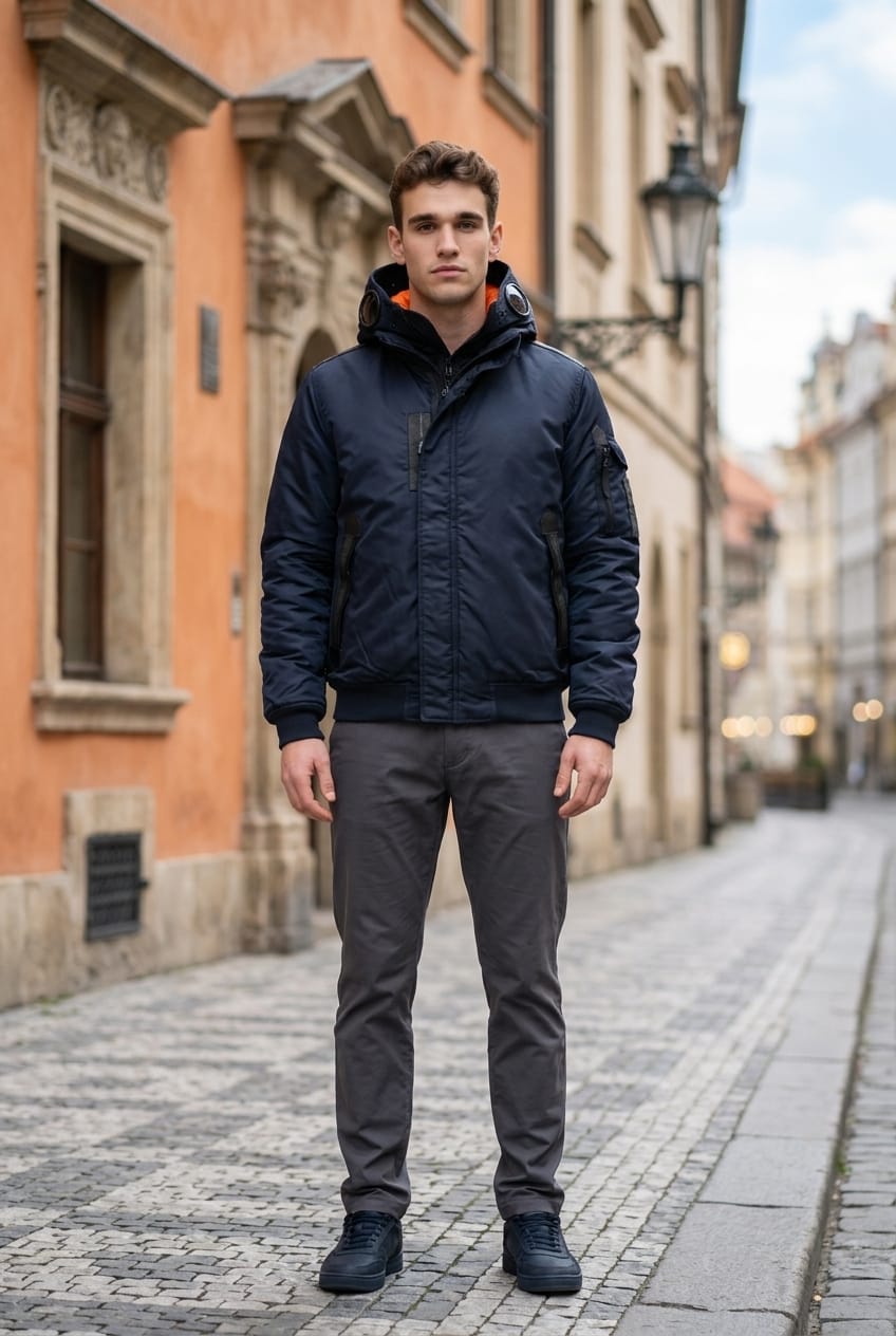 Pulsar Goggle (Satellite) Camo / Plain Navy Bomber Jacket NewPulsarNavy2 Location Clothing