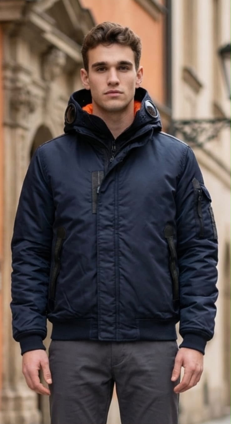 Pulsar Goggle (Satellite) Camo / Plain Navy Bomber Jacket NewPulsarNavy5 Location Clothing