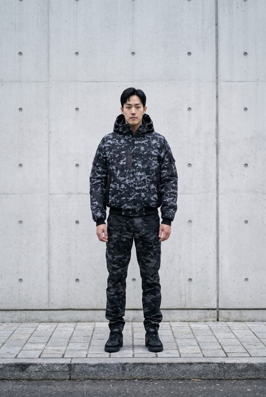 Pulsar Goggle (Satellite) Camo / Plain Navy Bomber Jacket PULSARCAMONEW1 Location Clothing