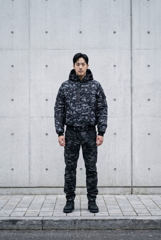 Pulsar Goggle (Satellite) Camo / Plain Navy Bomber Jacket PULSARCAMONEW1 Location Clothing
