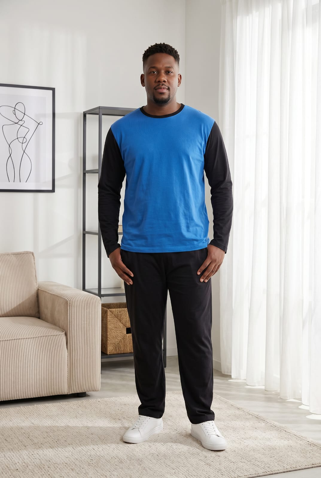 Royale Pyjamas Set Black Blue Pyjamas ROYBLKBLUE5 Location Clothing